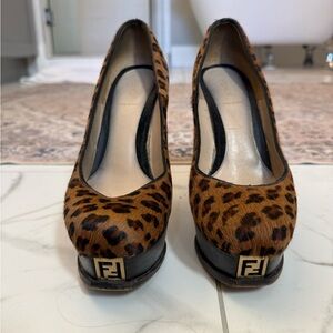 Fendi Tan Leopard Print Heels